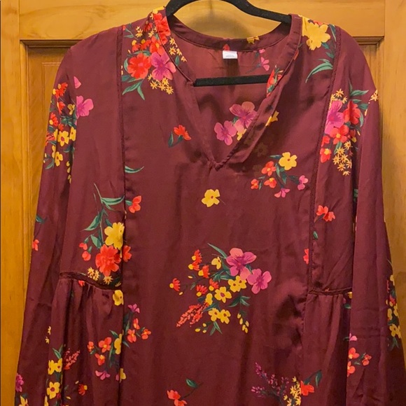 Old Navy Floral-Print Georgette Swing Dress, Maroon - Picture 4 of 9